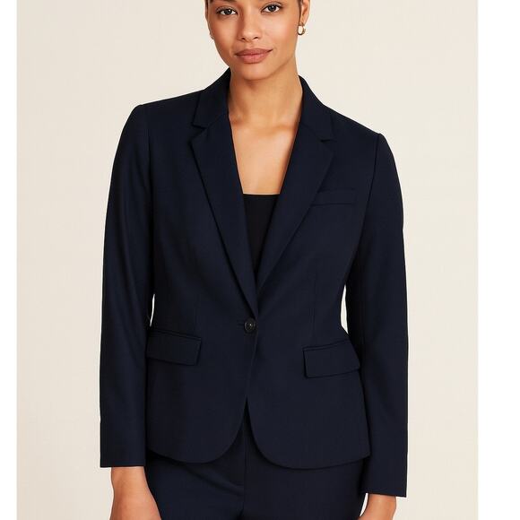 Ann Taylor The One Button Blazer Jacket in Seasonless Stretch Navy - Picture 1 of 8